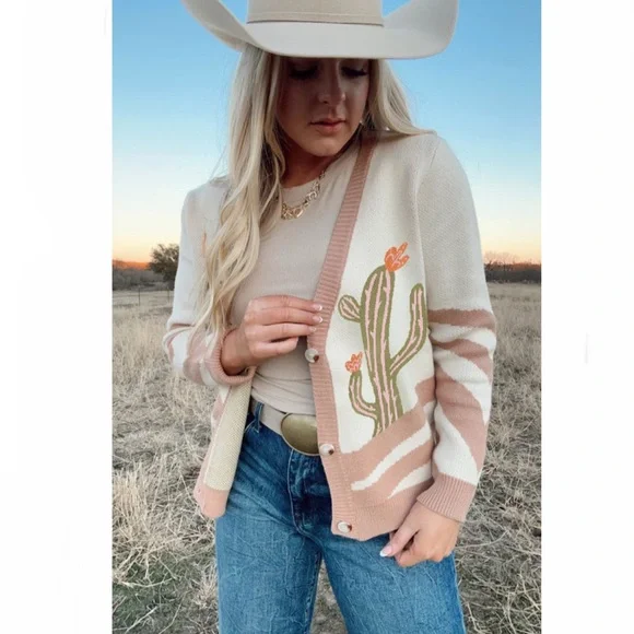 Cowgirl Cactus Sweater Cardigan - Picture 4 of 12